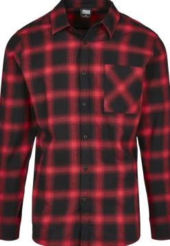 Urban Classics Hemden|Big Boys*Oversized Checked Shirt schwarz-rot