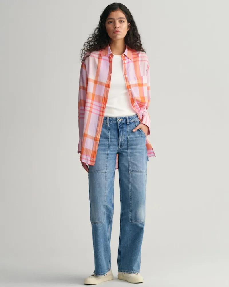 Gant Blusen*Oversized Madras Bluse soothing lilac