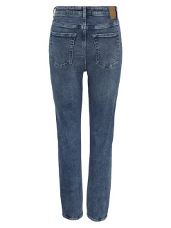 Pieces Jeans*PCBELLA HW TAP DEST ANK JEANS MB NOOS Medium Blue Denim