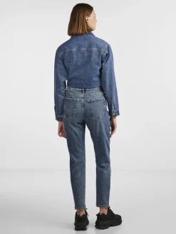 Pieces Jeans*PCBELLA HW TAP DEST ANK JEANS MB NOOS Medium Blue Denim