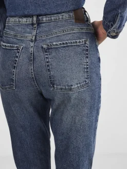 Pieces Jeans*PCBELLA HW TAP DEST ANK JEANS MB NOOS Medium Blue Denim