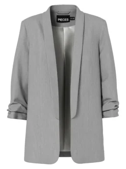 Pieces Jacken*PCBOSELLA 3/4 BLAZER NOOS BC Light Grey Melange
