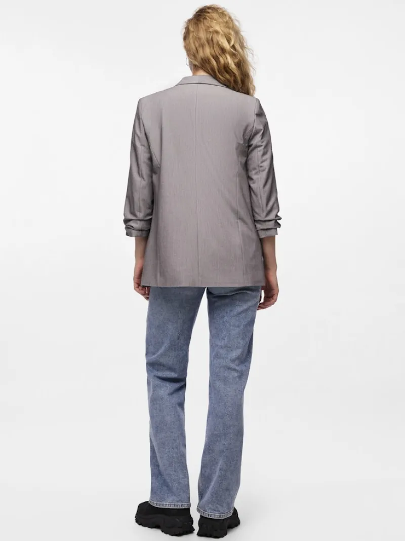 Pieces Jacken*PCBOSELLA 3/4 BLAZER NOOS BC Light Grey Melange