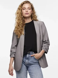 Pieces Jacken*PCBOSELLA 3/4 BLAZER NOOS BC Light Grey Melange