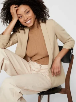 Pieces Jacken*PCBOSELLA 3/4 BLAZER NOOS BC White Pepper