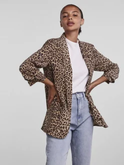 Pieces Jacken*PCBOSELLA 3/4 PRINTED BLAZER NOOS BC Natural