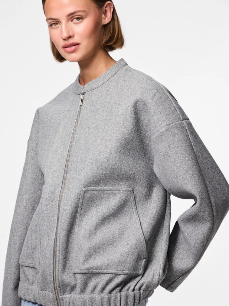 Pieces Jacken*PCDEBBIE LS BOMBER JACKET NOOS BC Light Grey Melange