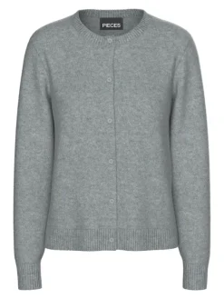 Pieces Pullover & Sweatshirts*PCMALOU LS KNIT CARDIGAN NOOS BC Medium Grey Melange