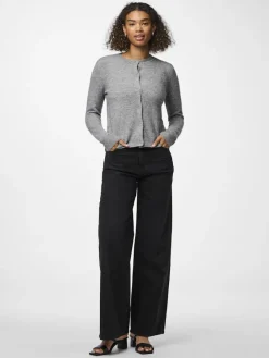 Pieces Pullover & Sweatshirts*PCMALOU LS KNIT CARDIGAN NOOS BC Medium Grey Melange