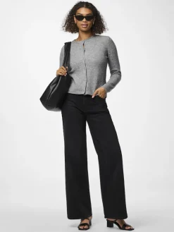 Pieces Pullover & Sweatshirts*PCMALOU LS KNIT CARDIGAN NOOS BC Medium Grey Melange