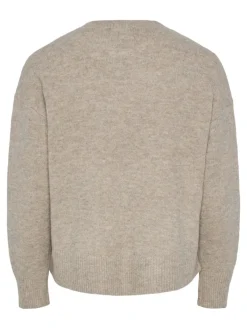 Pieces Pullover & Sweatshirts*PCMALOU LS O-NECK CUTLINE KNIT NOOS BC taupe gray
