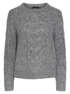 Pieces Pullover & Sweatshirts*PCNINA LS O-NECK KNIT NOOS BC Medium Grey Melange