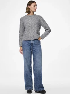 Pieces Pullover & Sweatshirts*PCNINA LS O-NECK KNIT NOOS BC Medium Grey Melange