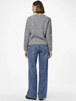 Pieces Pullover & Sweatshirts*PCNINA LS O-NECK KNIT NOOS BC Medium Grey Melange