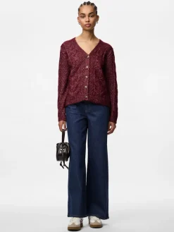 Pieces Pullover & Sweatshirts*PCNINA LS V-NECK KNIT CARDIGAN NOOS BC tawny port