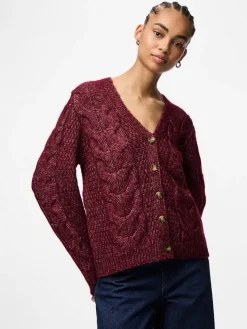 Pieces Pullover & Sweatshirts*PCNINA LS V-NECK KNIT CARDIGAN NOOS BC tawny port