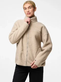 Pieces Jacken*PCSADIA LS TEDDY JACKET NOOS BC silver gray