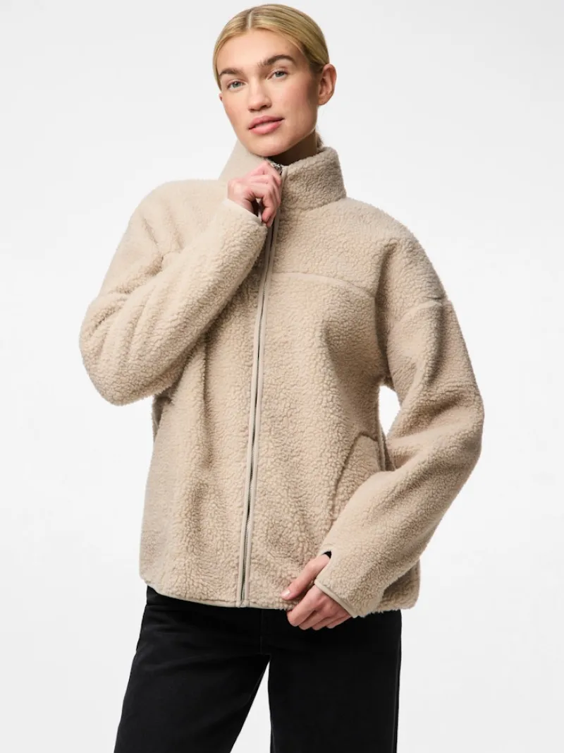 Pieces Jacken*PCSADIA LS TEDDY JACKET NOOS BC silver gray