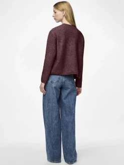 Pieces Pullover & Sweatshirts*PCSILLY LS REV TIE KNIT NOOS BC tawny port