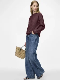 Pieces Pullover & Sweatshirts*PCSILLY LS REV TIE KNIT NOOS BC tawny port