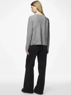 Pieces Pullover & Sweatshirts*PCSILLY LS REV TIE KNIT NOOS BC Medium Grey Melange
