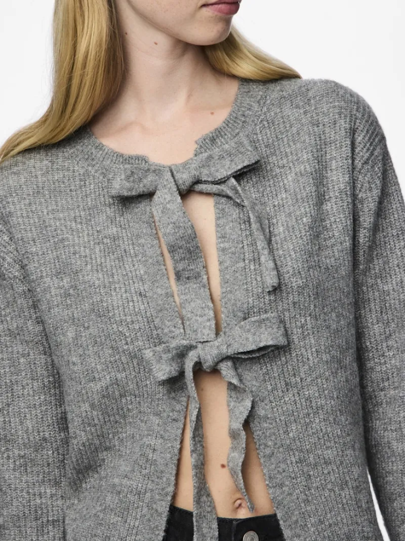 Pieces Pullover & Sweatshirts*PCSILLY LS REV TIE KNIT NOOS BC Medium Grey Melange