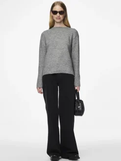 Pieces Pullover & Sweatshirts*PCSILLY LS REV TIE KNIT NOOS BC Medium Grey Melange