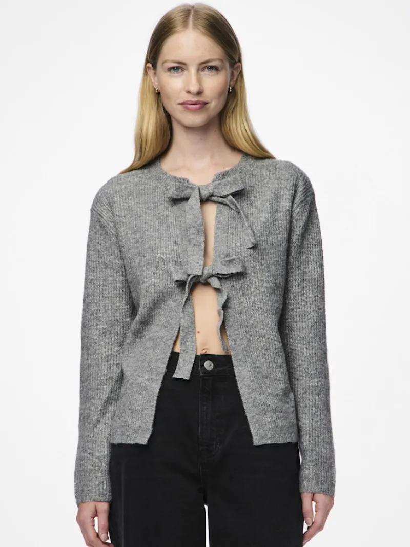 Pieces Pullover & Sweatshirts*PCSILLY LS REV TIE KNIT NOOS BC Medium Grey Melange
