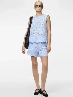 Pieces Shorts*PCVILDE MW SHORTS WVN NOOS Cashmere Blue