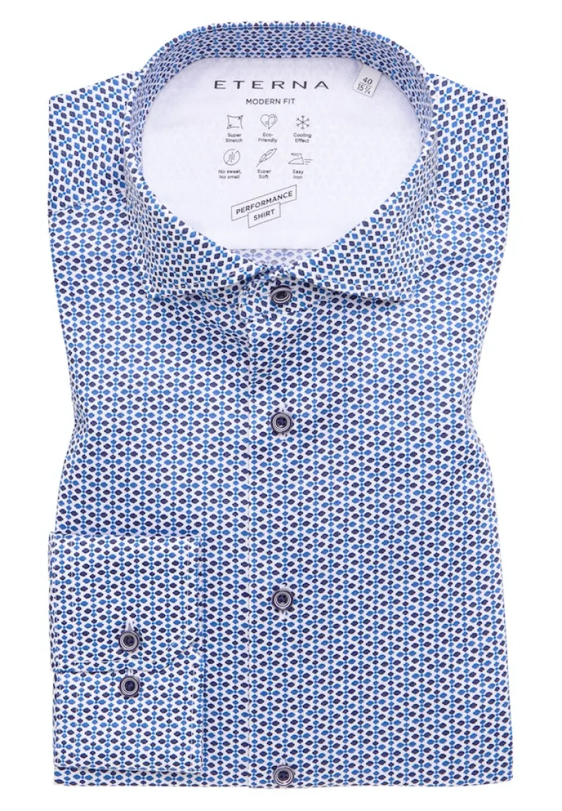 ETERNA Hemden|Big Boys*Performance Shirt Stretch Langarm Blau
