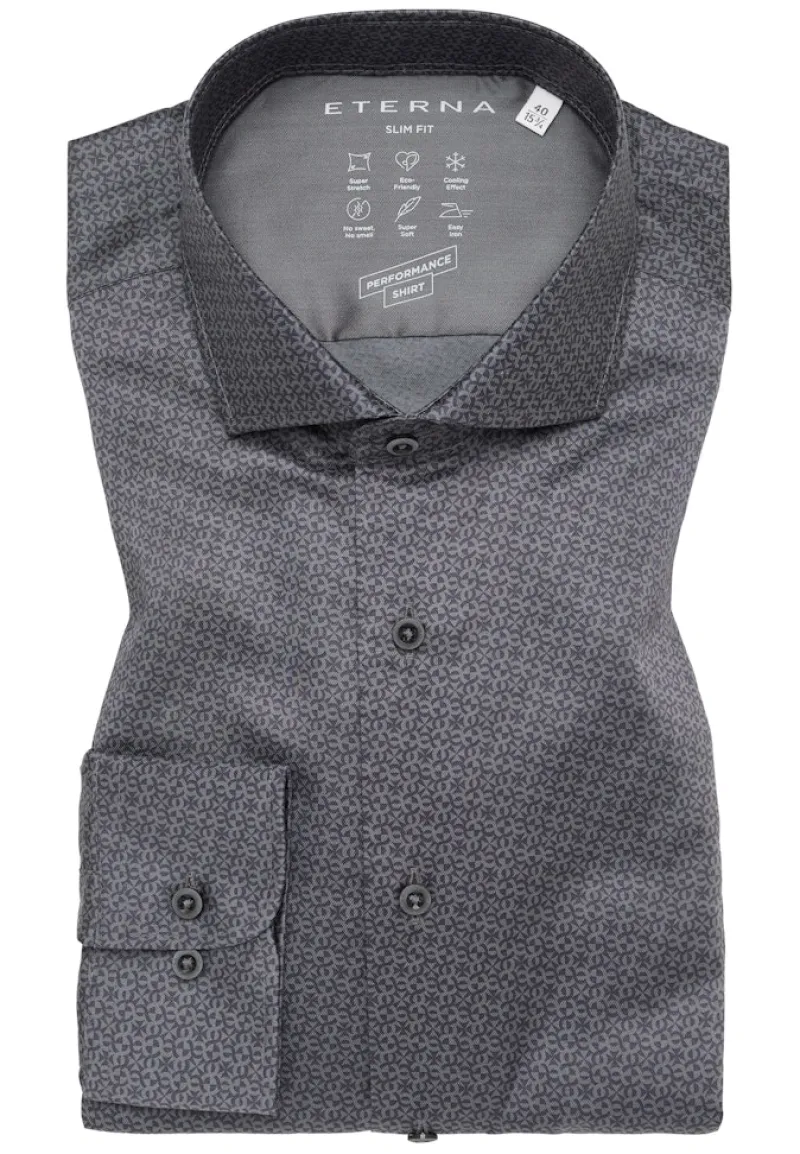 ETERNA Hemden|Big Boys*Performance Shirt Twill Langarm Grau