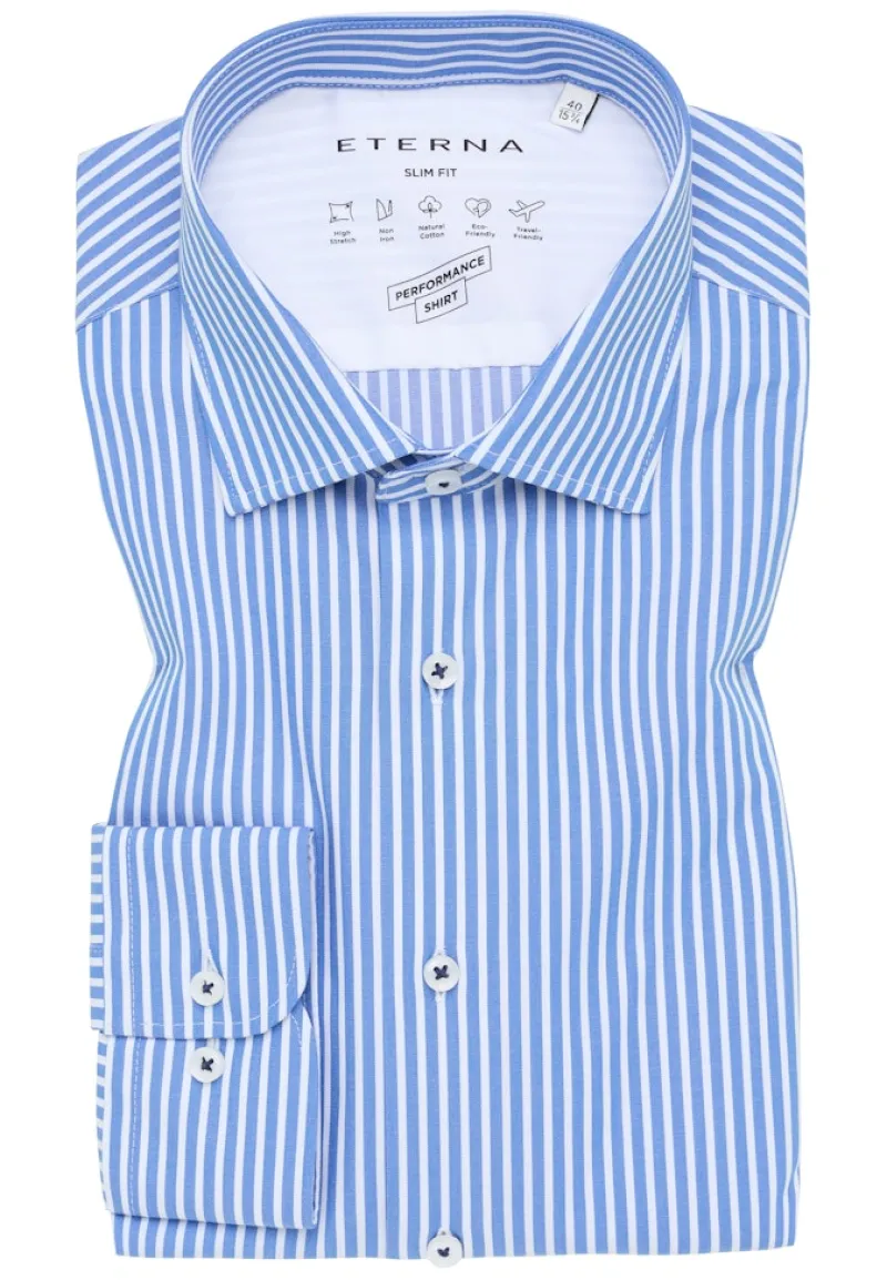 ETERNA Hemden|Big Boys*Performance Shirt Twill Langarm mittelblau