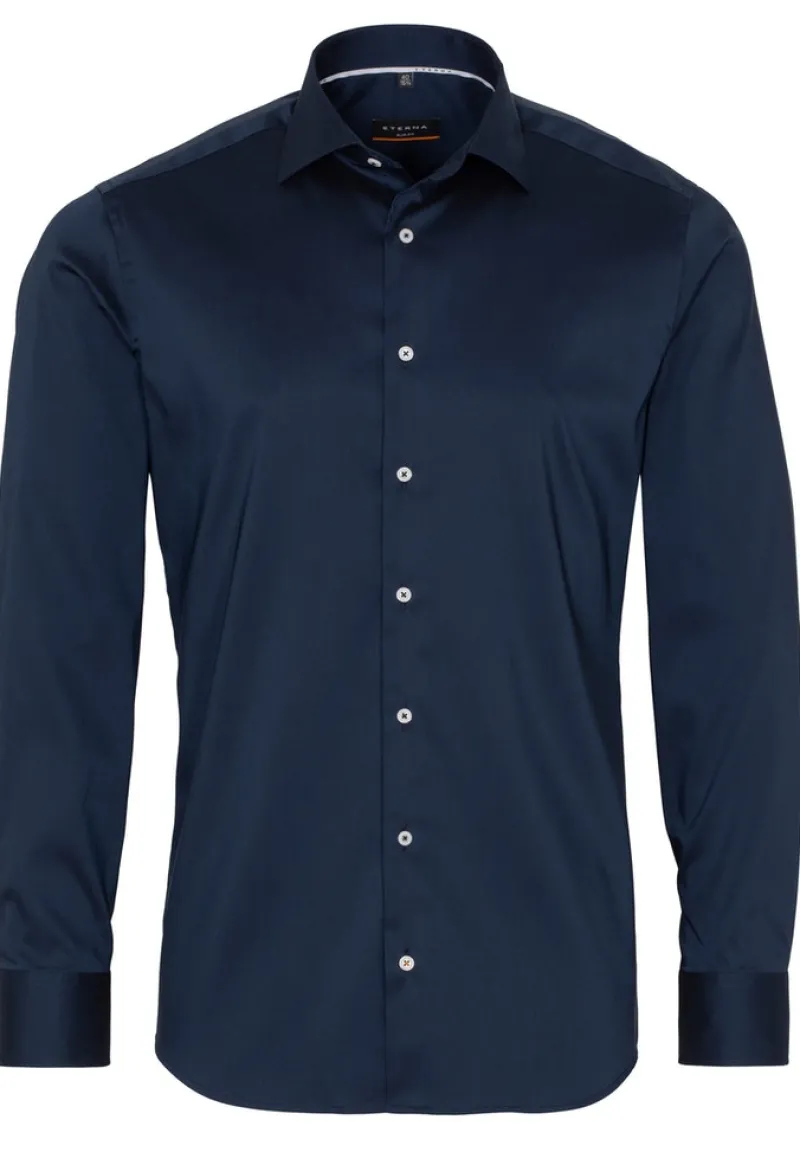 ETERNA Hemden|Big Boys*Performance Shirt Twill-Stretch Langarm navy