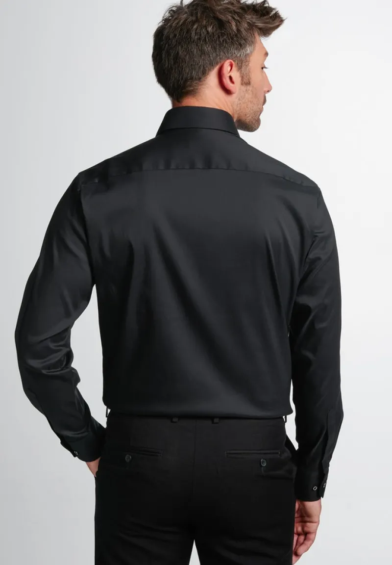 ETERNA Hemden|Big Boys*Performance Shirt Twill-Stretch Langarm Schwarz