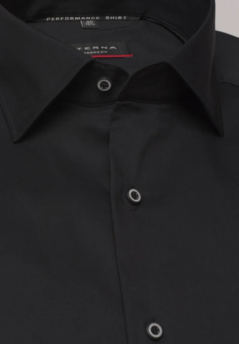 ETERNA Hemden|Big Boys*Performance Shirt Twill-Stretch Langarm Schwarz