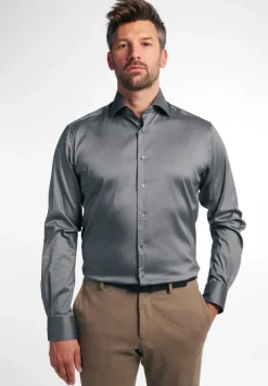 ETERNA Hemden|Big Boys*Performance Shirt Twill-Stretch Langarm silber