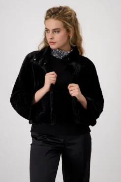 Monari Jacken*Persianer-Fake-Fur-Jacke Schwarz