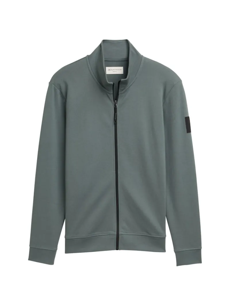 Tom Tailor Denim Pullover & Sweatshirts*Piqué Sweatjacke mit Stehkragen washed jasper green