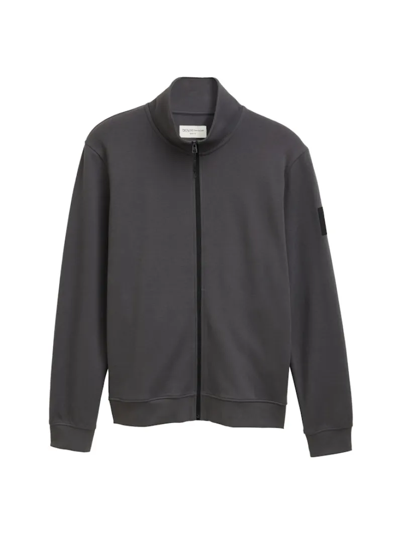 Tom Tailor Denim Pullover & Sweatshirts*Piqué Sweatjacke mit Stehkragen ash grey