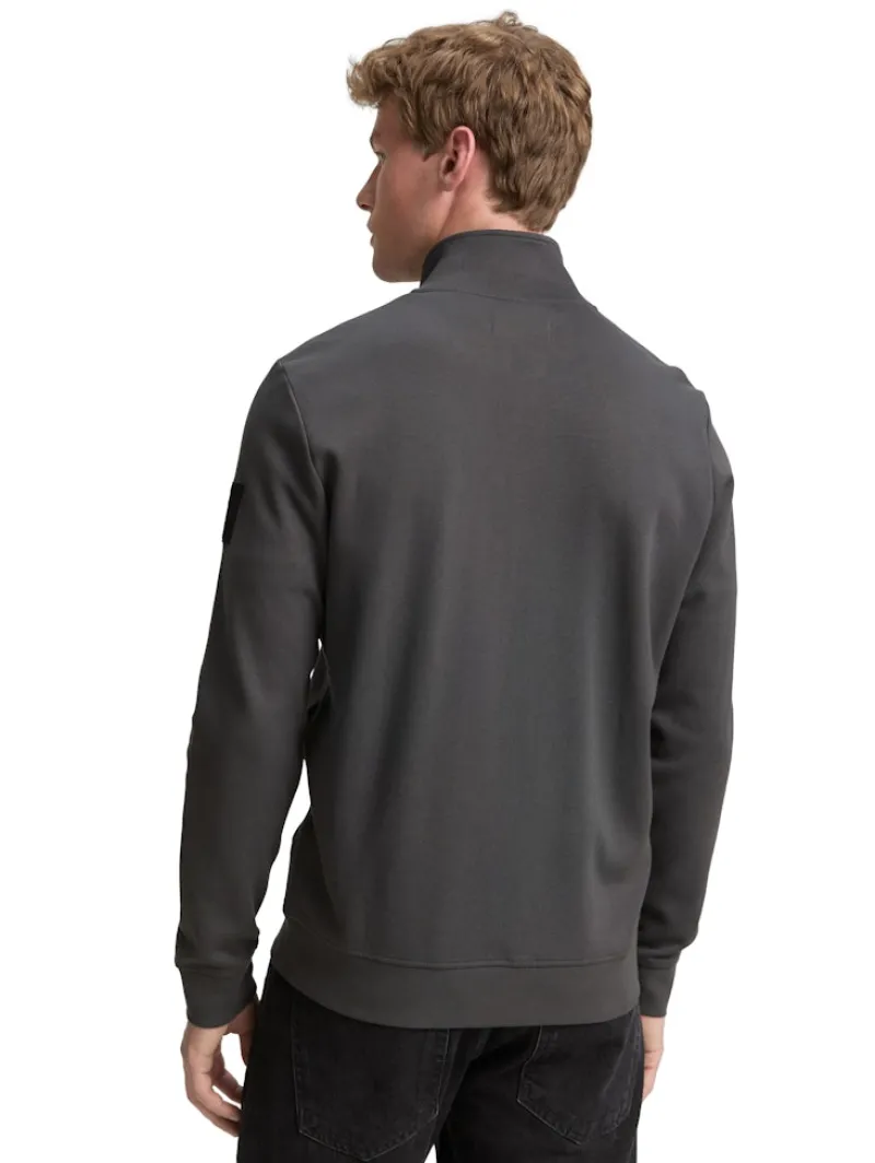 Tom Tailor Denim Pullover & Sweatshirts*Piqué Sweatjacke mit Stehkragen ash grey