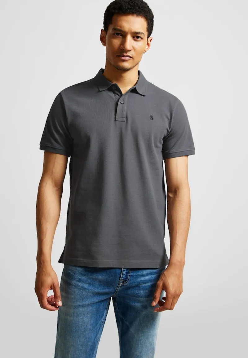 Street One Men Shirts|Big Boys*Piquée Poloshirt ash grey