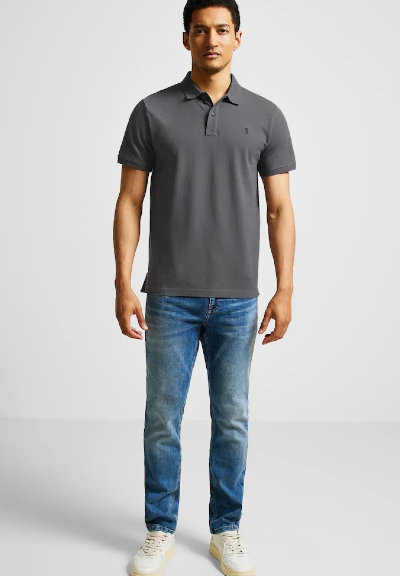 Street One Men Shirts|Big Boys*Piquée Poloshirt ash grey