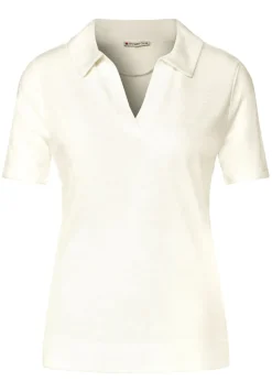Street One Shirts*Poloshirt im Leinenlook off white
