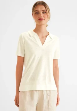 Street One Shirts*Poloshirt im Leinenlook off white