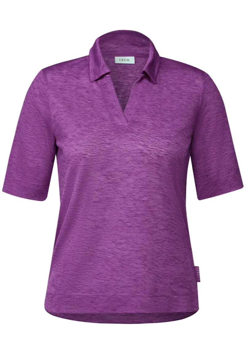 Cecil Shirts*Poloshirt in Leinen-Optik magenta lacquer