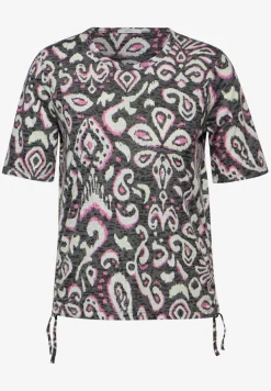 Cecil Shirts*Print Burn Out T-Shirt Black