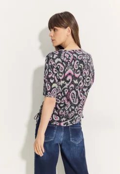 Cecil Shirts*Print Burn Out T-Shirt Black