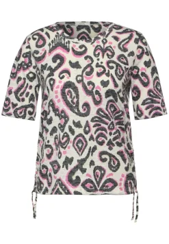 Cecil Shirts*Print Burn Out T-Shirt vanilla white