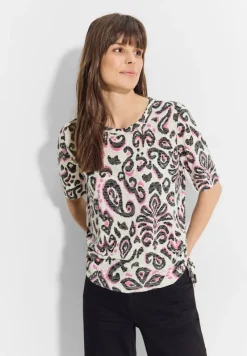 Cecil Shirts*Print Burn Out T-Shirt vanilla white