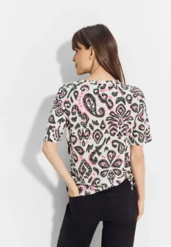 Cecil Shirts*Print Burn Out T-Shirt vanilla white